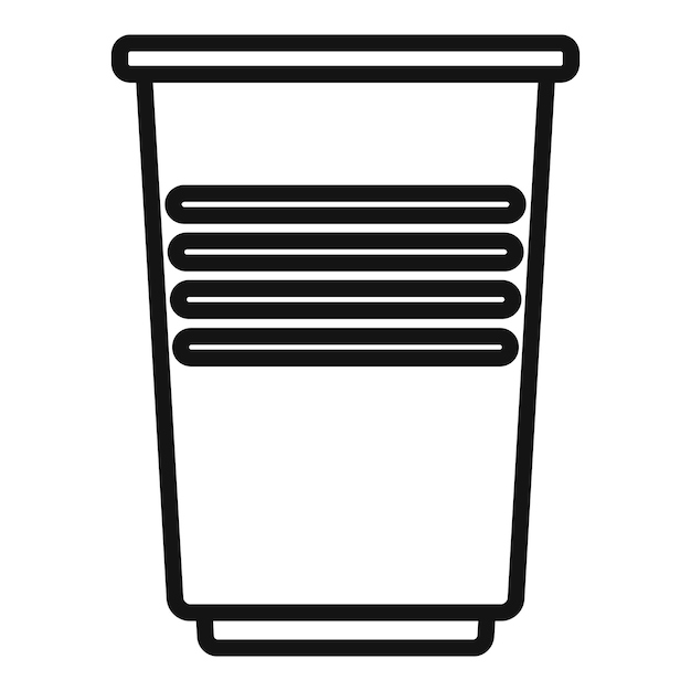 Icono de vaso de plástico oceánico vector de contorno Reciclaje ecológico Compost de residuos