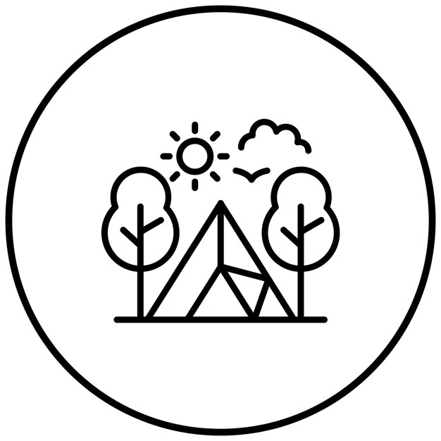 El icono del vector de acampada se puede usar para el conjunto de iconos de aventura
