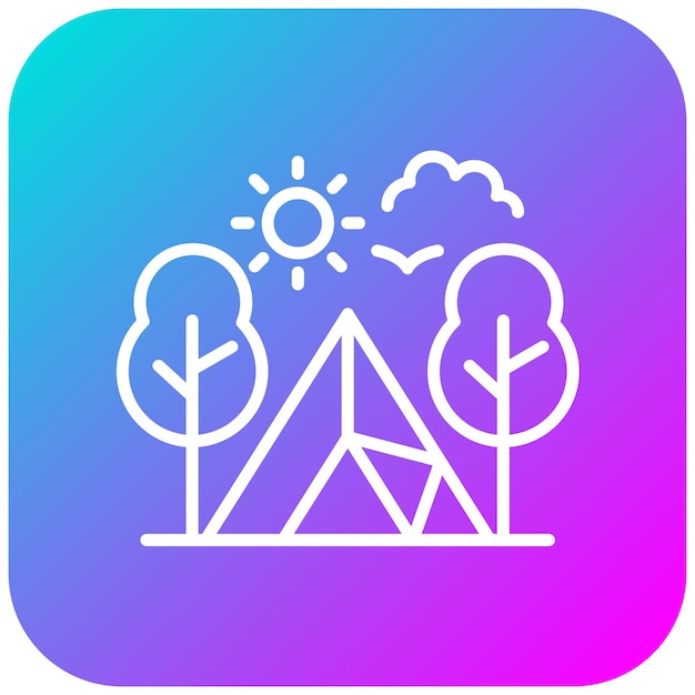 El icono del vector de acampada se puede usar para el conjunto de iconos de aventura