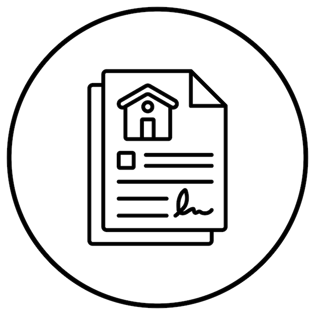 El icono del vector de acuerdo de propiedad se puede utilizar para el conjunto de iconos de bienes raíces