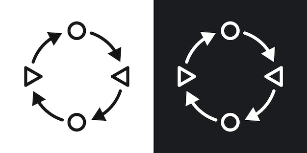 Icono del vector de adaptación establecido en contornos en blanco y negro