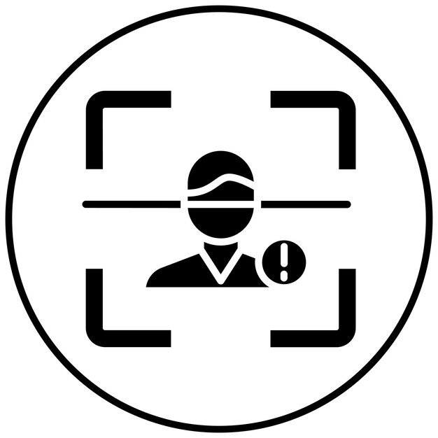 El icono del vector de advertencia de detección facial se puede utilizar para el conjunto de iconos biométricos
