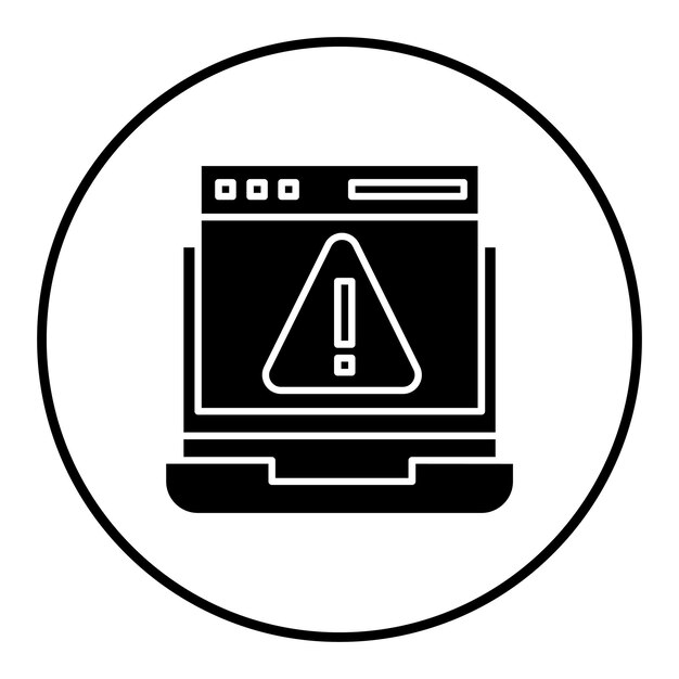 El icono del vector de advertencia del sitio web se puede utilizar para el conjunto de iconos de SEO y SEM