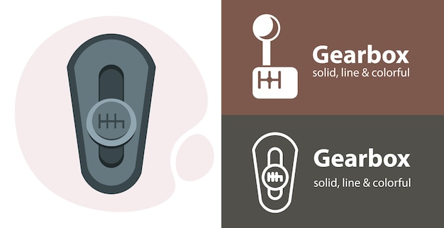 Icono de vector aislado de caja de cambios línea de deporte de carreras icono de destello sólido