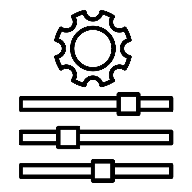 El icono del vector de ajustes se puede utilizar para el conjunto de iconos del plan de acción