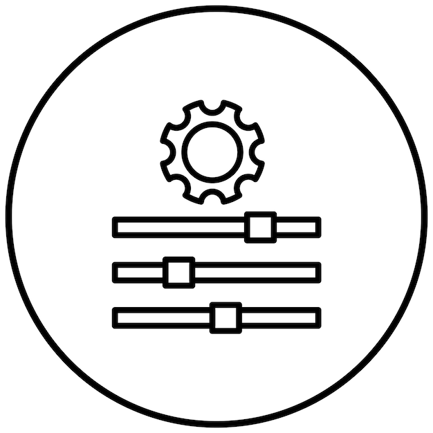El icono del vector de ajustes se puede utilizar para el conjunto de iconos del plan de acción