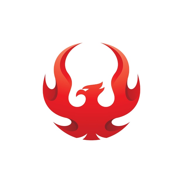 Icono de vector de ala de fuego de pájaro de diseño de logotipo de fénix de pájaro de fuego moderno