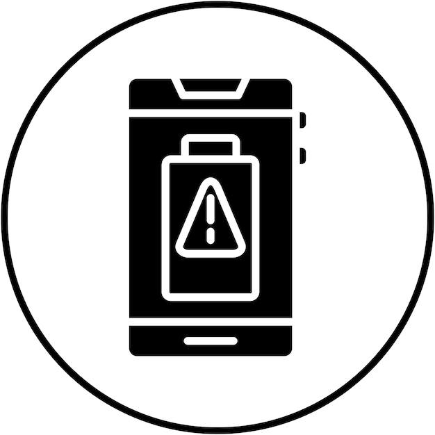 El icono del vector de alerta de batería se puede utilizar para el conjunto de iconos de la interfaz de usuario móvil