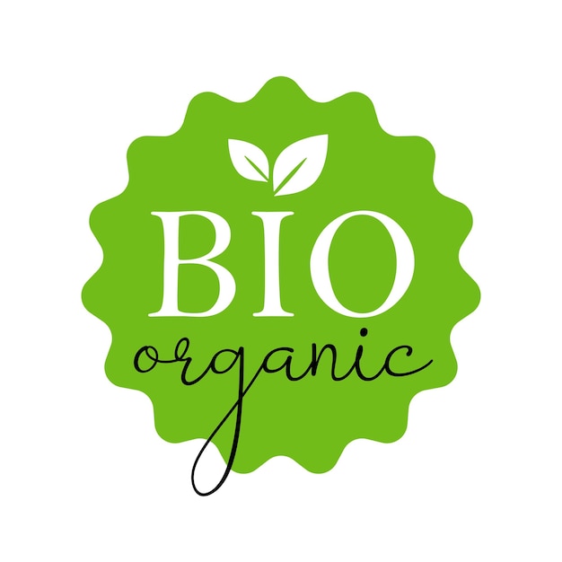 Vector icono de vector de alimentos orgánicos bio producto natural etiqueta con hojas