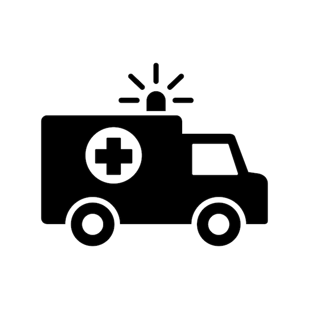 Icono del vector de la ambulancia sobre un fondo blanco