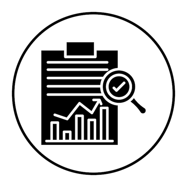 El icono del vector de análisis y evaluación se puede utilizar para el conjunto de iconos de formación empresarial