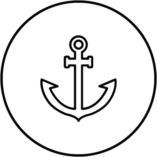 El icono del vector de anclaje se puede usar para el conjunto de iconos del Océano