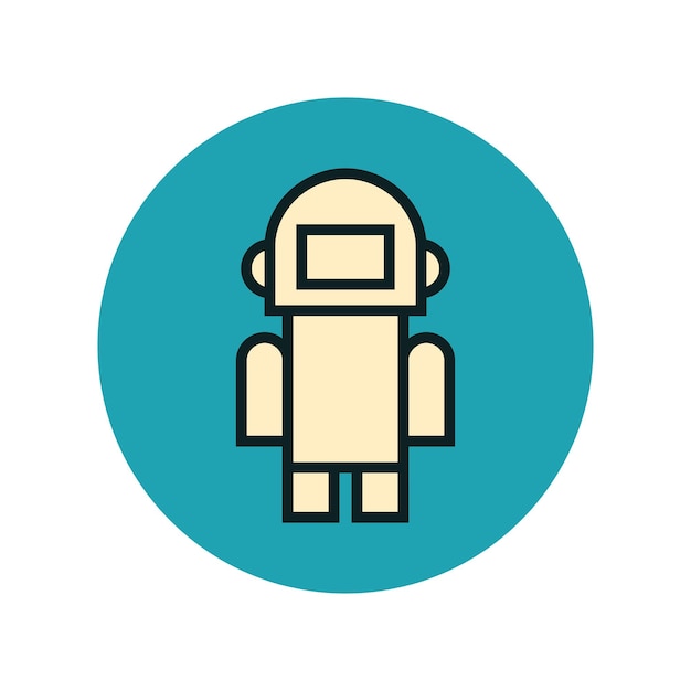 Icono de vector android robot en círculo azul