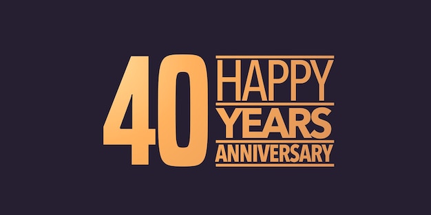 Vector icono de vector de aniversario de 40 años, símbolo, logotipo. fondo gráfico o tarjeta para la celebración del cumpleaños del 40 aniversario