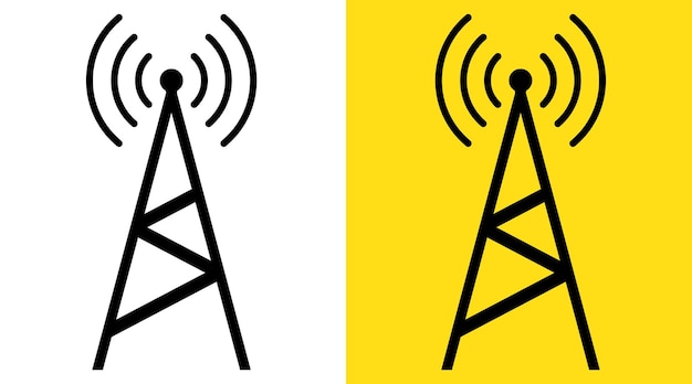 Icono de vector de antena de torre de radio símbolo e ilustración
