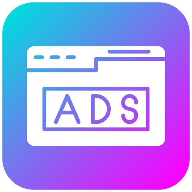 El icono del vector de anuncios del sitio web se puede utilizar para el conjunto de iconos de marketing