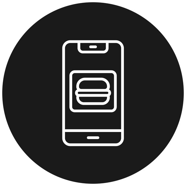 El icono del vector de la aplicación de alimentos se puede utilizar para el conjunto de iconos de entrega de alimentos