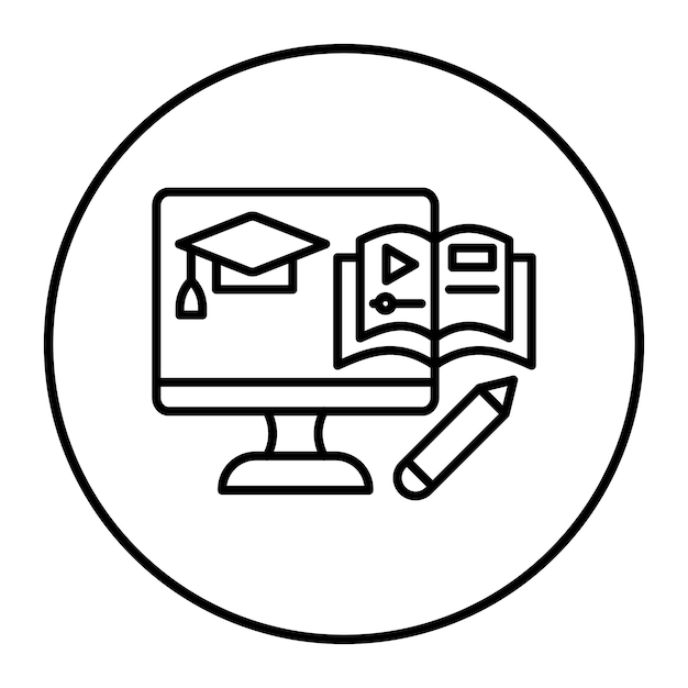 El icono del vector de aprendizaje mixto se puede utilizar para el conjunto de iconos de educación en línea