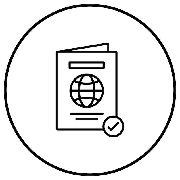 El icono del vector aprobado del pasaporte se puede utilizar para el conjunto de iconos de inmigración