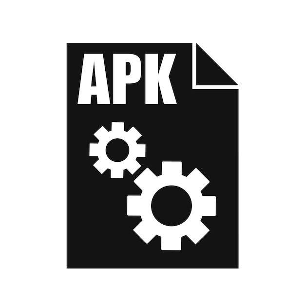 Icono de vector de archivo negro APK Estilo de diseño plano