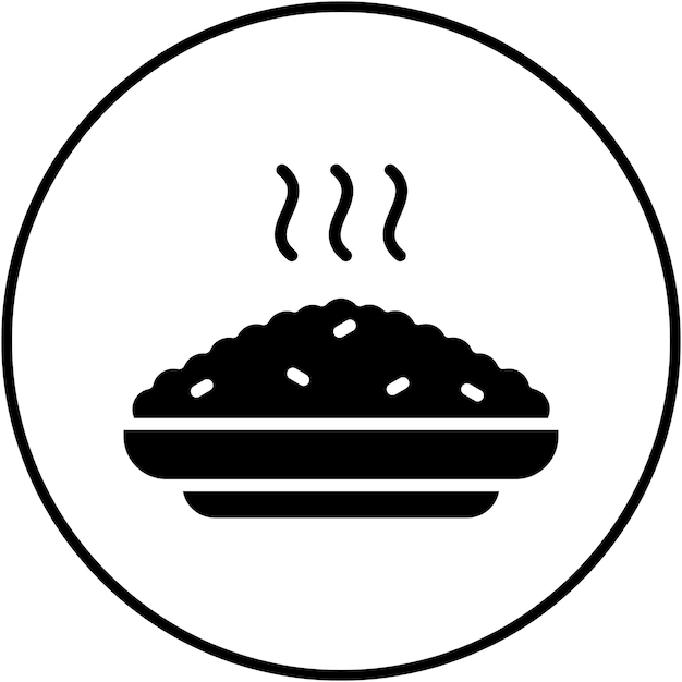 El icono del vector de arroz se puede utilizar para el conjunto de iconos de entrega de alimentos