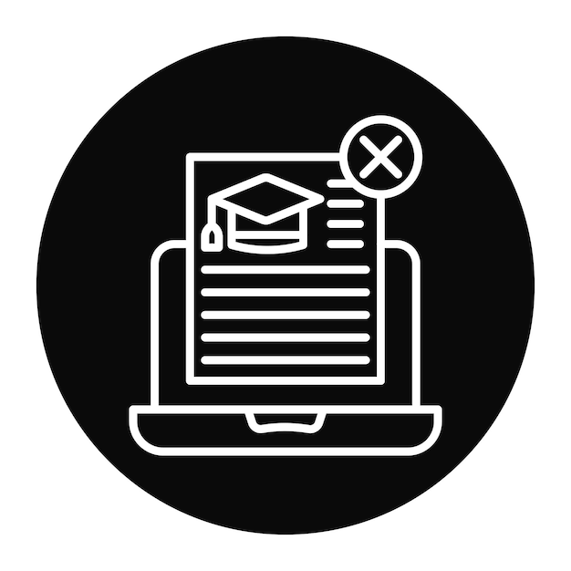 El icono del vector de asignación rechazado se puede utilizar para el conjunto de iconos de educación en línea