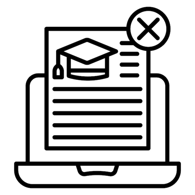 El icono del vector de asignación rechazado se puede utilizar para el conjunto de iconos de educación en línea