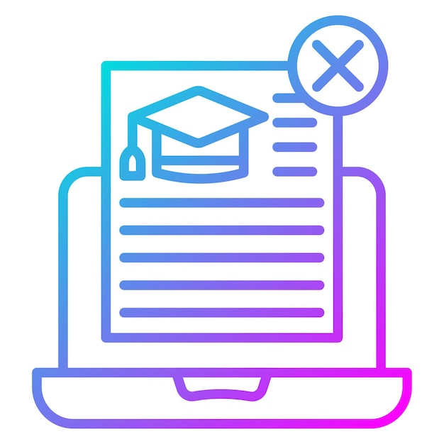 El icono del vector de asignación rechazado se puede utilizar para el conjunto de iconos de educación en línea