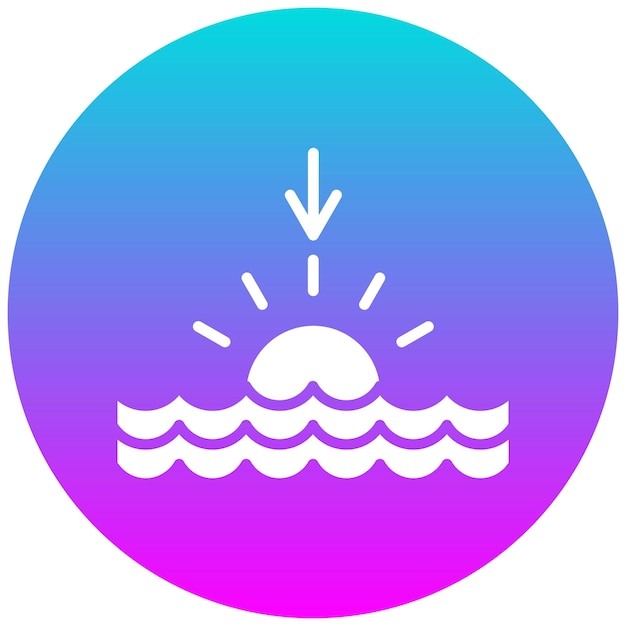 El icono del vector del atardecer se puede usar para el conjunto de iconos de la línea costera