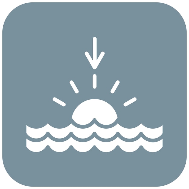 El icono del vector del atardecer se puede usar para el conjunto de iconos de la línea costera