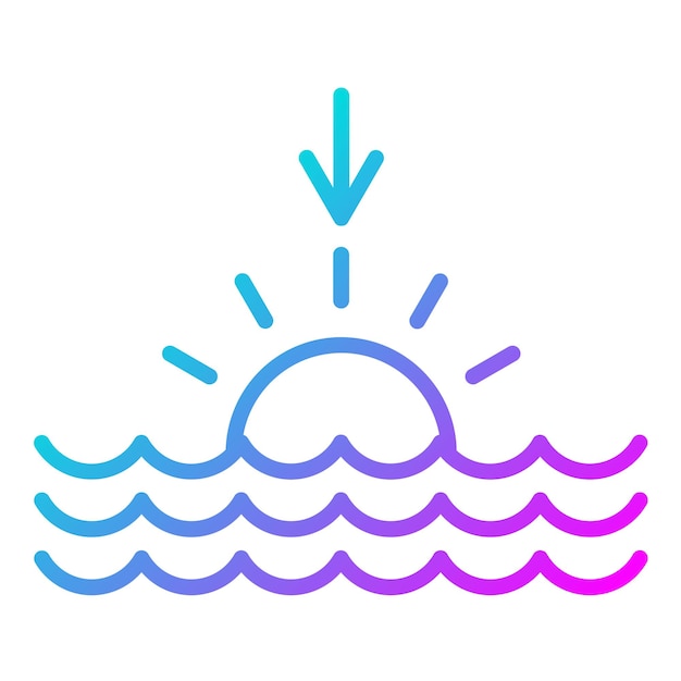 El icono del vector del atardecer se puede usar para el conjunto de iconos de la línea costera