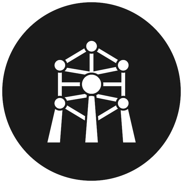 Vector el icono del vector atomium se puede usar para el conjunto de iconos de puntos de referencia