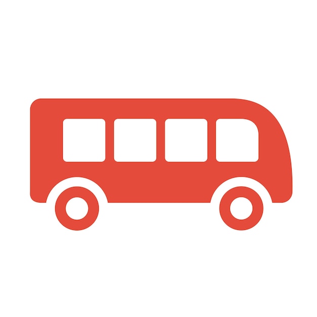 Icono de vector de autobús rojo Ilustración simple de transporte público