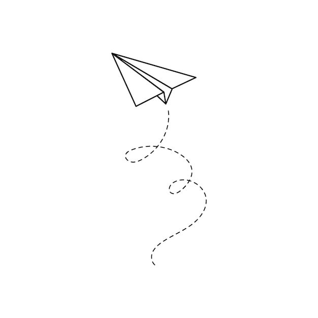 Icono de vector de avión de papel Estilo de contorno de garabato avión de papel Elemento de avión de origami simple Ilustración de vector de dibujo de garabato
