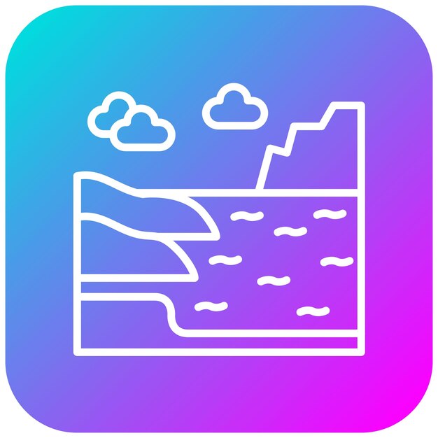 El icono del vector de la bahía se puede usar para el conjunto de iconos de la línea costera