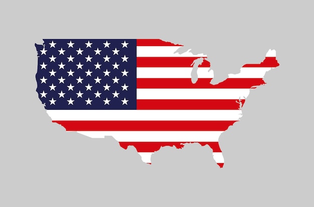 Icono de vector de bandera de mapa de estados unidos sobre fondo blanco