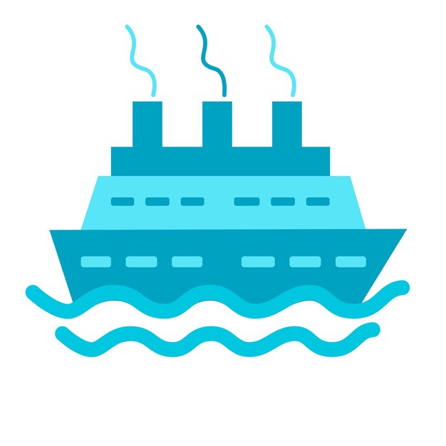 Icono de vector en barco de vapor de estilo plano