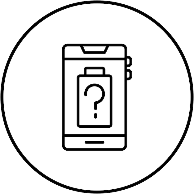 El icono de vector de batería desconocido se puede utilizar para el conjunto de icones de UI móvil