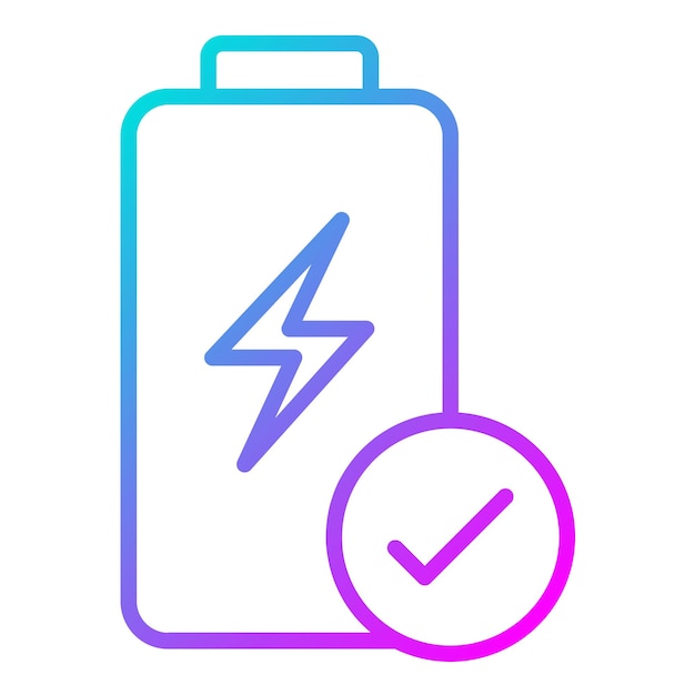 El icono del vector de la batería verificado se puede utilizar para el conjunto de iconos de la batería y la energía
