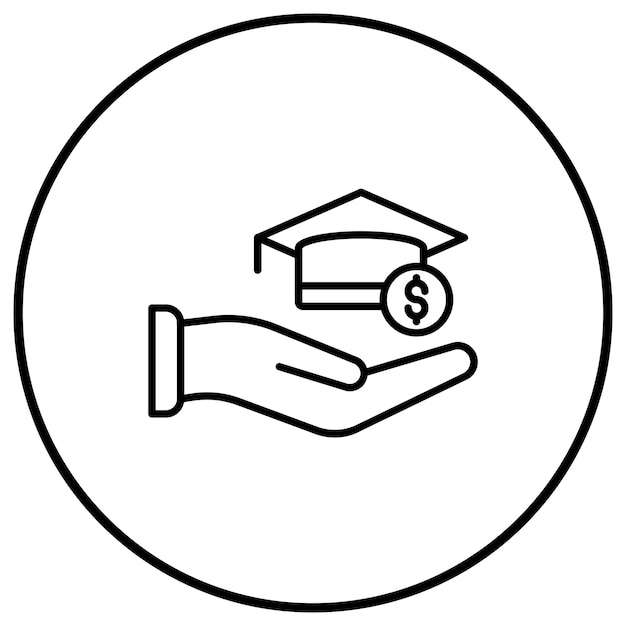 El icono del vector de becas se puede usar para el conjunto de iconos de donaciones