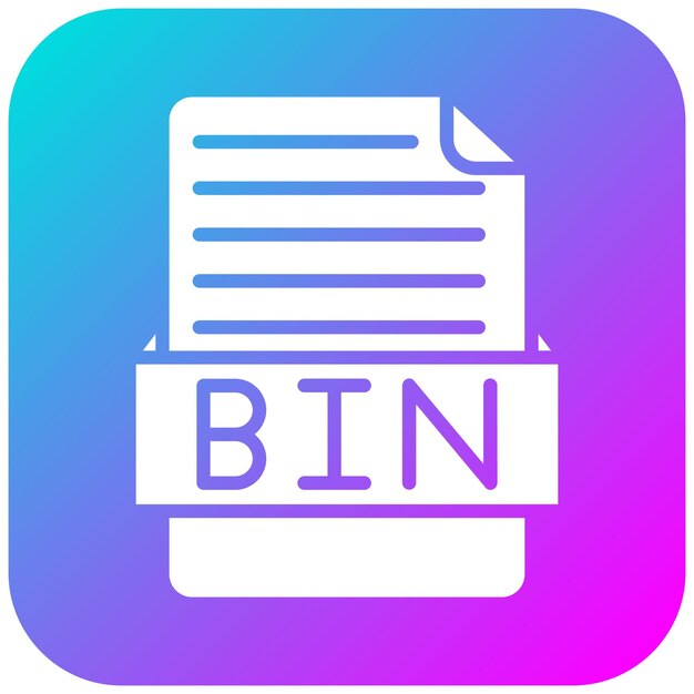 El icono del vector BIN se puede utilizar para el conjunto de iconos de formatos de archivo