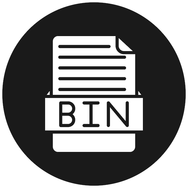 El icono del vector BIN se puede utilizar para el conjunto de iconos de formatos de archivo