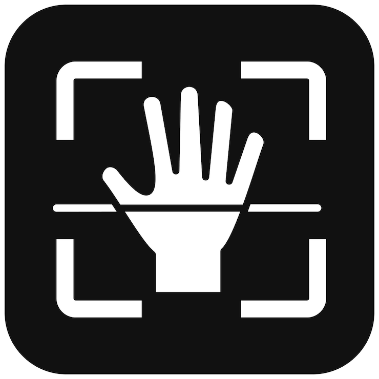Vector el icono del vector biométrico de la mano se puede utilizar para el conjunto de iconos biométricos