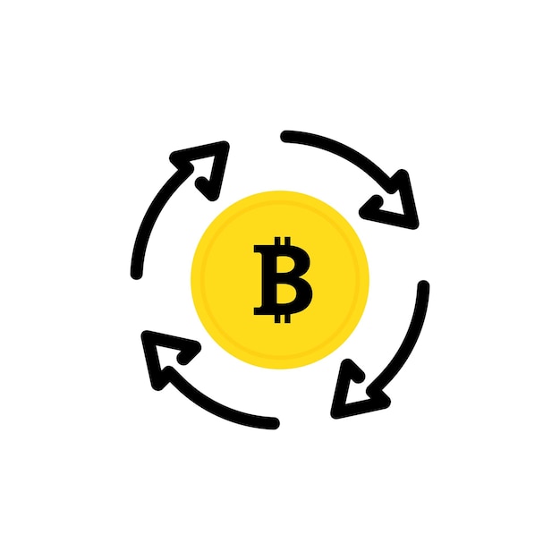 Icono de vector de Bitcoin. Icono de moneda. Símbolo de dinero. Reembolso, recarga. Símbolo de moneda Crypto. Blockchain