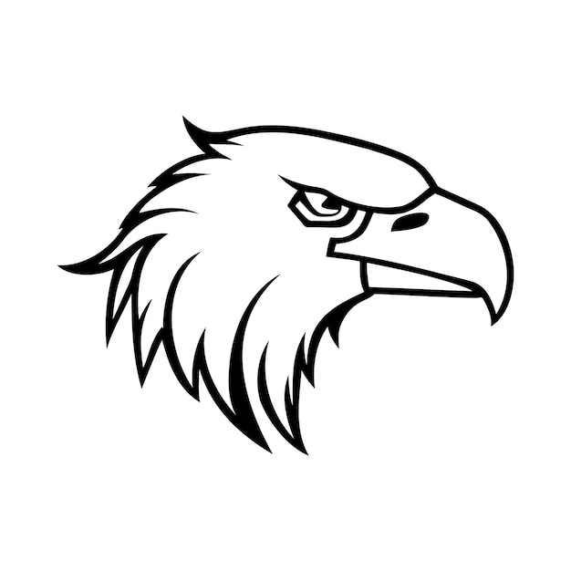 Icono de vector blanco y negro de cabeza de águila