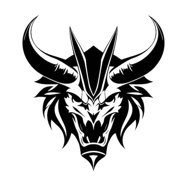 Icono de vector blanco y negro de cabeza de diablo