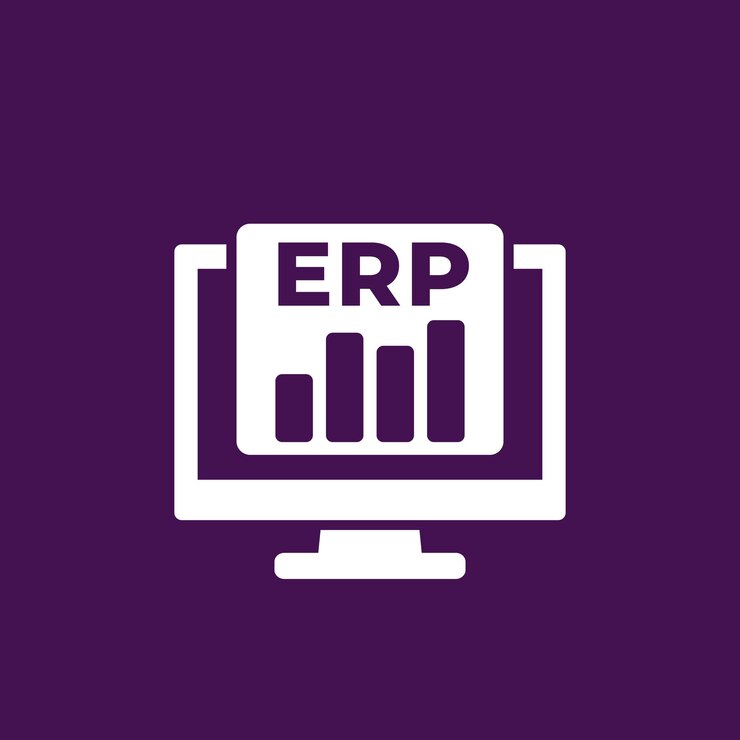 Vector icono de vector blanco de software erp