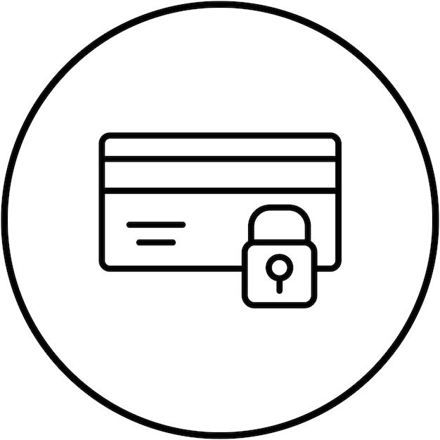 El icono de vector bloqueado de la tarjeta de crédito se puede utilizar para el conjunto de iconos de compras y comercio electrónico