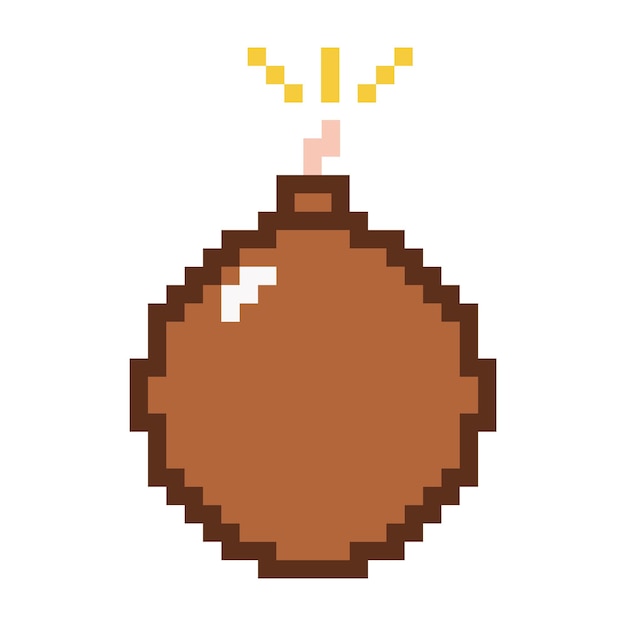 Icono de vector de bomba de pixel art aislado sobre fondo blanco