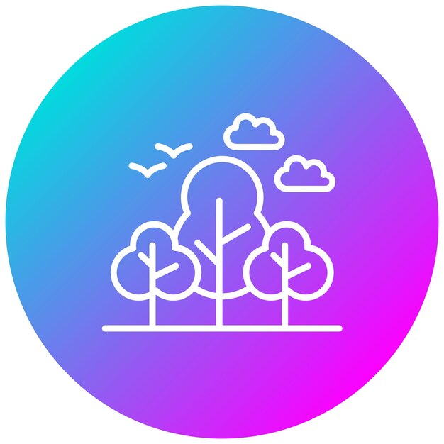 El icono del vector del bosque se puede usar para el conjunto de iconos de la Aventura